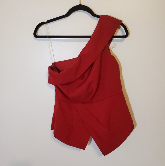 Red One Shoulder Structured Top - Picture 1 of 2